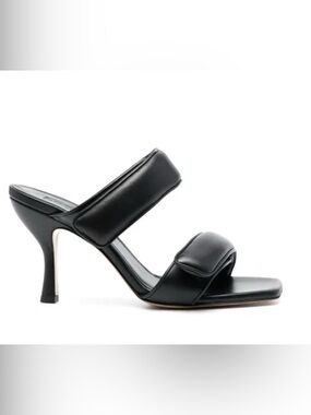 Gia Borghini Black Puffy Padded Double-Strap Heeled Mules EU 38.5 / US 8.5